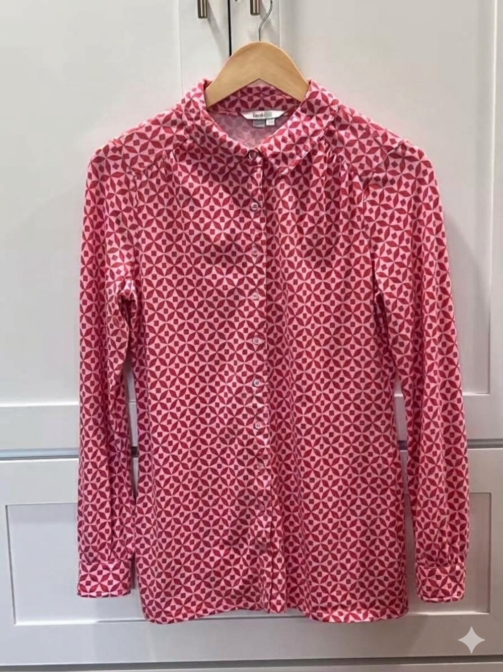 Boden Pink Geometric Long-Sleeve Button-Up Shirt